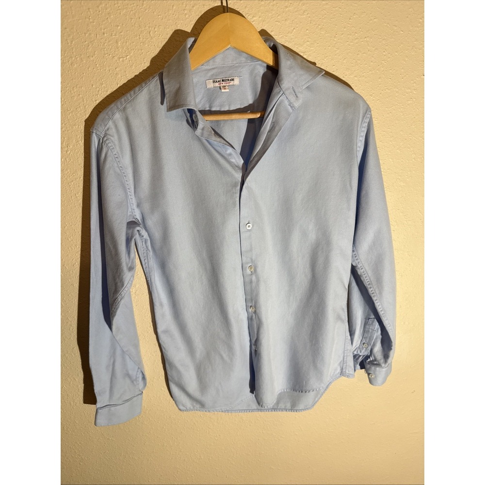 Classic Womens Size 16 Baby Blue 100% Cotton Preppy Coquette Academia LS Shirt